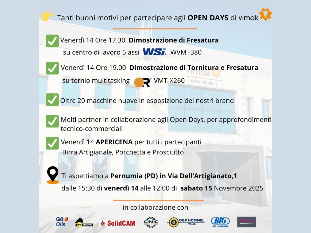 14-15/11 Siamo presenti agli Open Days Vimak